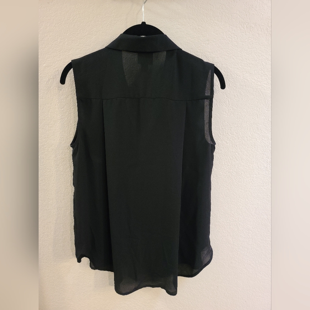 Worthington Black Sleeveless Button Down Shirt - Picture 3 of 4